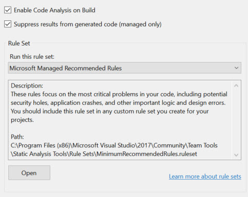 VS 2017-CODE ANALYSIS