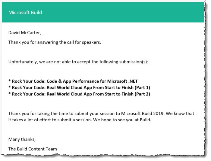 Speaking - What I Expect - Submission Rejection