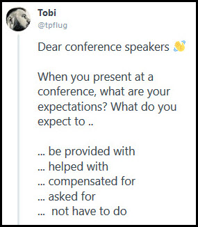 Speaking - What I Expect - Tweet
