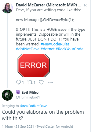 Hidden Dispose Issues-Tweet